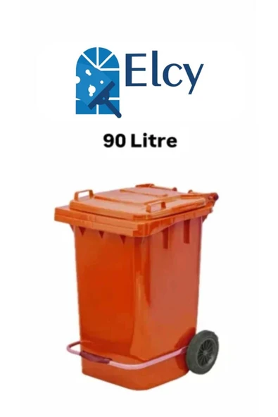 ELCY 90 Litre Tıbbi Atık Plastik Pedallı Çöp Konteyneri Turuncu Isıya Karşı Dayanıklı A Kalite ürün görseli 1