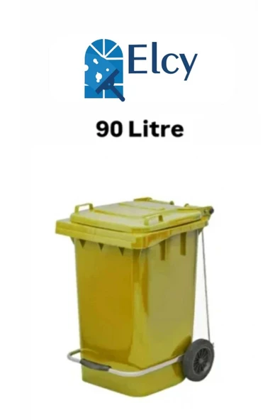 ELCY 90 Litre Tıbbi Atık Plastik Pedallı Çöp Konteyneri Sarı Isıya Karşı Dayanıklı A Kalite ürün görseli 1