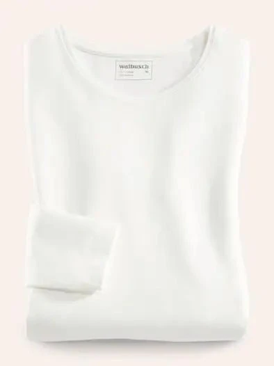 Kırık Beyaz Uzun Kollu Kadın Basic T-shirt - Resim 3