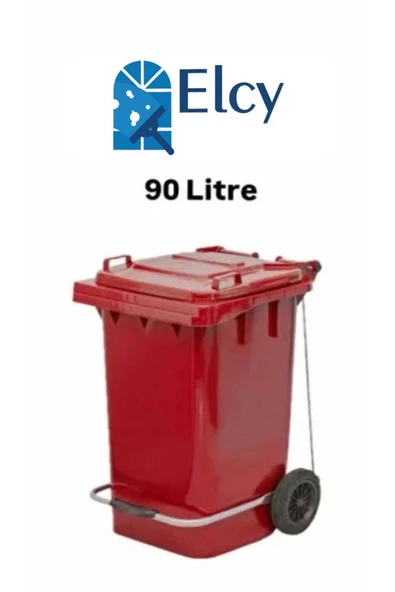 ELCY 90 Litre Tıbbi Atık Plastik Pedallı Çöp Konteyneri Kırmızı Isıya Karşı Dayanıklı A Kalite ürün görseli 1