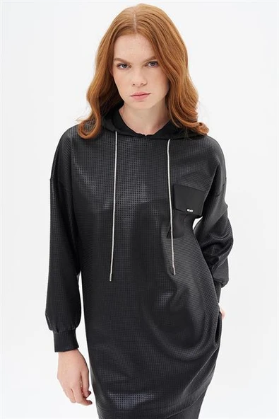 Pul Payetli Siyah Kadın Sweatshirt  31025-2K5 ürün görseli 1