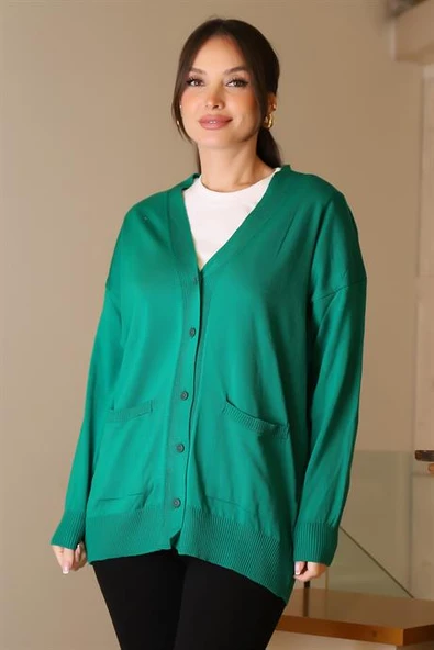 CEPLİ UZUN KOLLU BENETTON  KADIN HIRKA 5480-2K5 ürün görseli 1