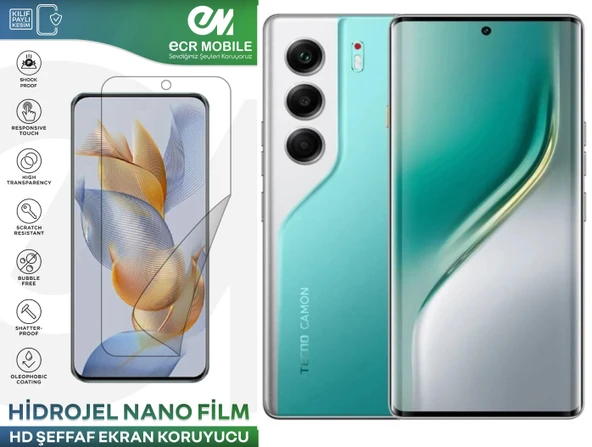 Tecno Camon 40 Pro ile Uyumlu Hidrojel Ekran Koruyucu Film HD-ŞEFFAF(Tempered Cam Değildir!) ürün görseli 1