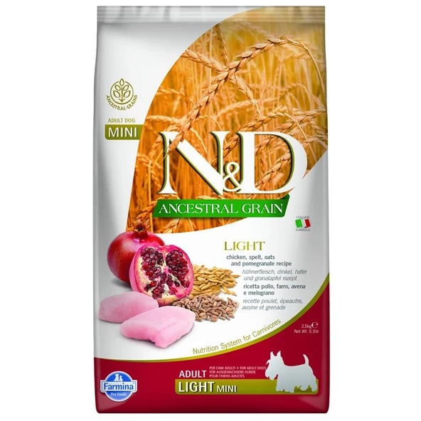 ND Az Tahıllı Tavuklu Light Mini Köpek Maması 2,5 Kg ürün görseli 1