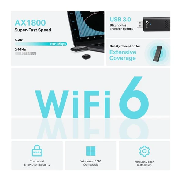 TP-Link Archer TX20U 1800 Mbps Kablosuz Ağ Adaptörü - Resim 3