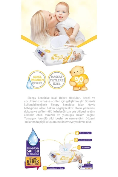 Sleepy Islak Mendil Sensitive X 2 Adet - Resim 3
