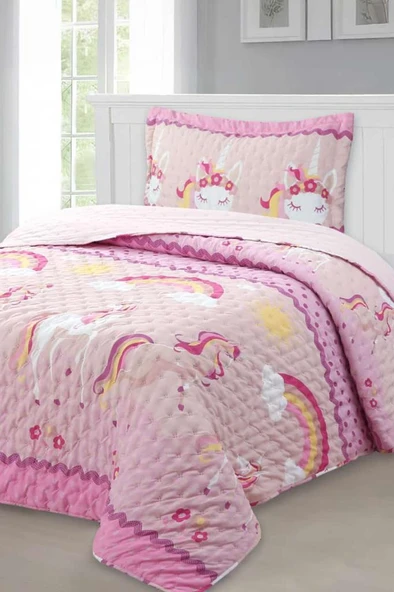 Unicorn Genç Ve Çocuk Tek Kişilik Yatak Örtüsü 180x240 ürün görseli 1