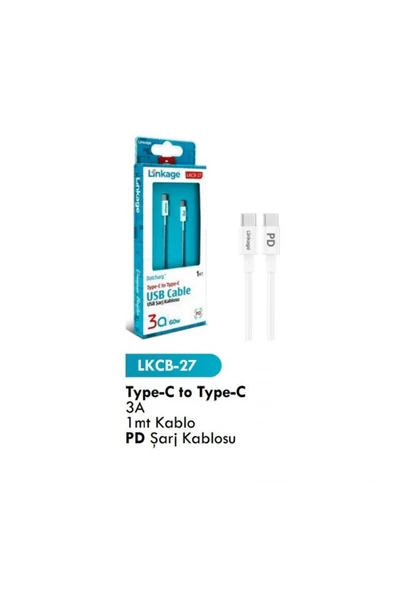Linkage Type-c To Type-c 3a 1 mt Kablo Pd Şarj Kablosu Lkcb-27 Uyumlu ürün görseli 1