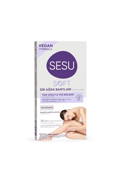Sesu Soft Tüm Vücut & Yüz Bölgesi Sir Ağda Bantları 32 Adet ürün görseli 1