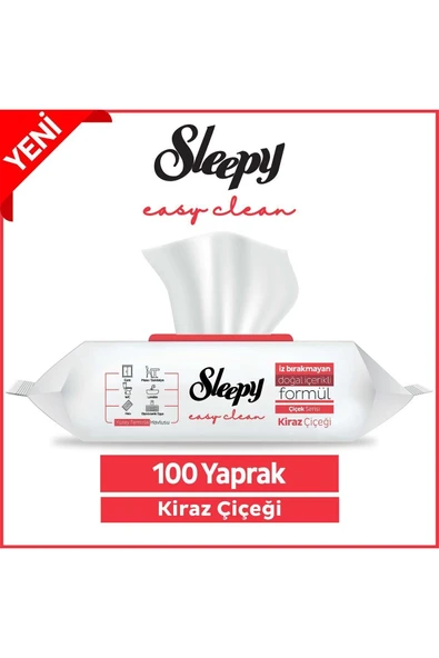 Sleepy Easy Clean Kiraz Çiçeği Yüzey Temizlik Havlusu&mendili 100 Yaprak ürün görseli 1