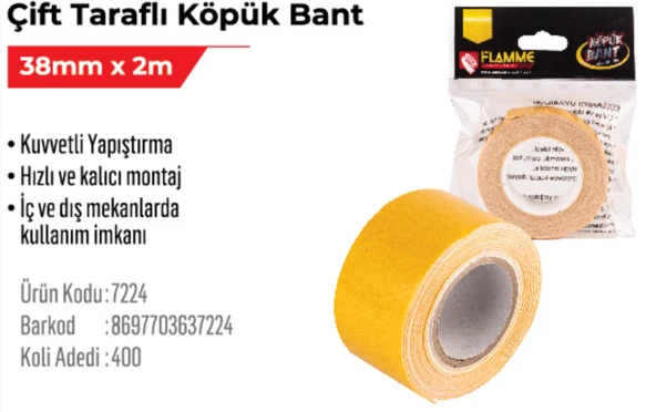 Çift Taraflı Köpük Bant 38mm x 2m ürün görseli 1