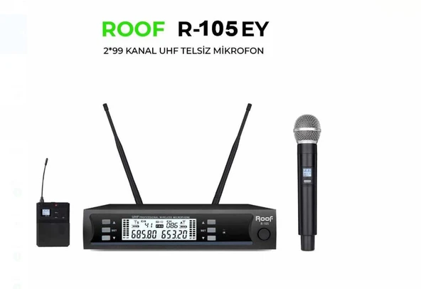 Roof R-105EY 2X99 Kanal UHF 1 El 1 Yaka Telsiz Mikrofon ürün görseli 1