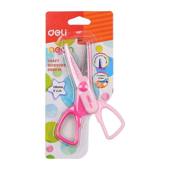 DELİ D60001 NEON CRAFT ÇOCUK MAKASI 14cm BLİSTER ürün görseli 1