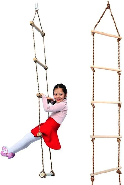 Çocuk Ahşap ip 6 Merdiven Montessori Eğitici Trapez Salıncak Tırmanma Kulesi Jimlastik Salıncağı ürün görseli 1