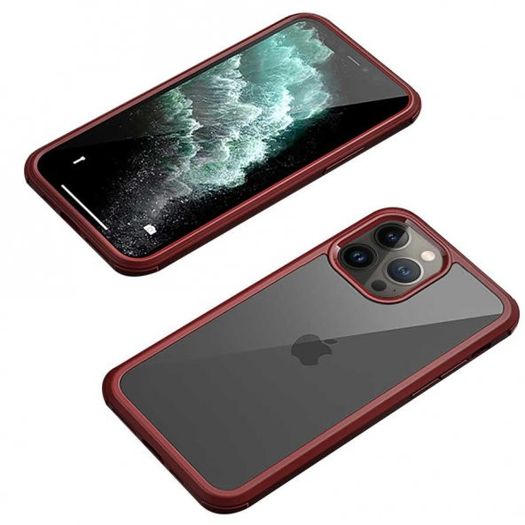 iPhone 13 Pro Max Kılıf Ön Arka Tam Koruma Silikon Temperli Cam Kapak ürün görseli 1