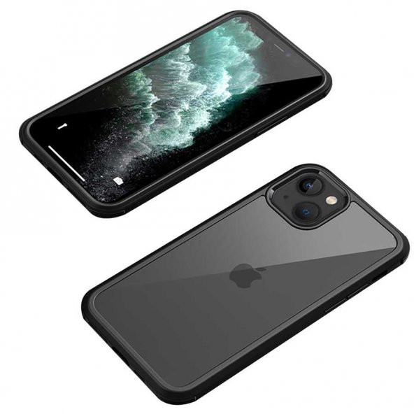 iPhone 13 Mini Kılıf Ön Arka Tam Koruma Silikon Temperli Cam Kapak ürün görseli 1