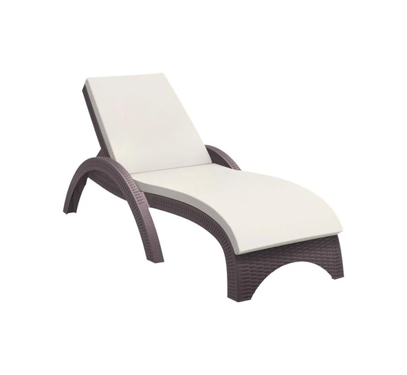 Omnipazar TRK-860 Siesta Fiji Bej Minderli Rattan Desenli Ayarlanabilir Lüks Şezlong ürün görseli 1