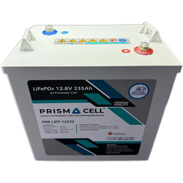 Prismacell LIFEPO4 akü 235ah 12.8 volt TURBO FAST CHARGING karavan, marin, solar yaşam aküsü ürün görseli 1