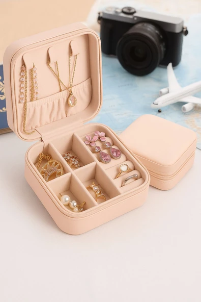Mini Takı Kutusu Seyahat Tipi Mücevher Çantası Kolye Yüzük Küpe Organizer Takı Düzenleyici ürün görseli 1