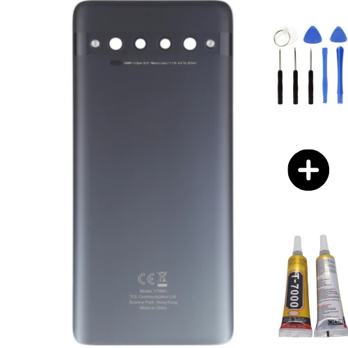TCL 10 Pro Uyumlu Arka Pil Kapağı Siyah + Montaj Seti ürün görseli 1