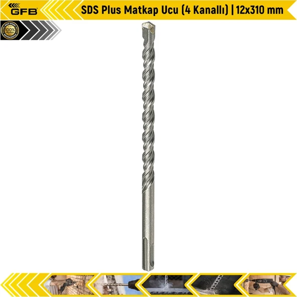 Gfb Sds Plus Matkap Ucu (4 Kanallı) | 12X310 Mm ürün görseli 1