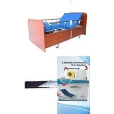 2 Motorlu Ahşap Hasta Karyolası + Lazer Kesim Yatak+ 2 Çıkışlı A+B Sistemli 12 Cm Boru Tipi Havalı Yatak Takım ürün görseli 1
