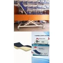 3 Motorlu Ahşap Hasta Karyolası + Visco Yatak + 3 Çıkışlı Abc Sistemli Boru Tipi Havalı Yatak Takım ürün görseli 1
