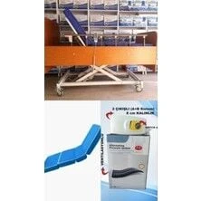 3 Motorlu Ahşap Hasta Karyolası+ 4 Parçalı Yatak + A+B Sistemli 8 Cm Boru Tipi Havalı Yatak Takım ürün görseli 1