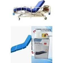 3 Motorlu Abs Başlıklı Tabanca Korkuluklu Hasta Karyolası + 4 Parçalı Yatak +A+B Sistemli 8cm Boru Tipi Havalı Yatak Takım ürün görseli 1