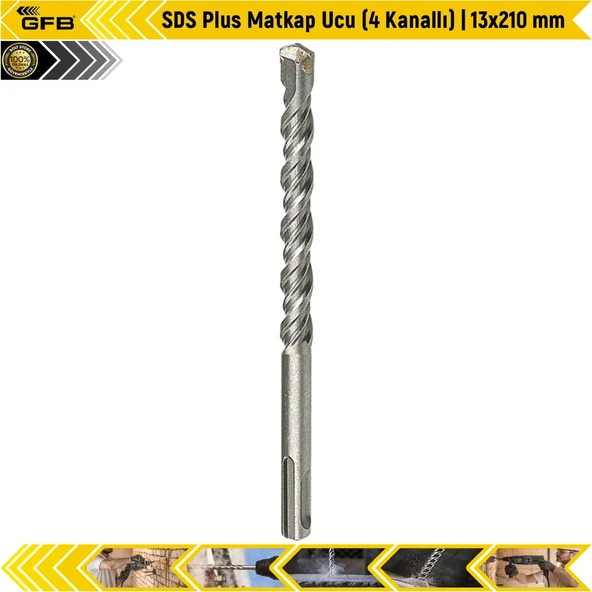 Gfb Sds Plus Matkap Ucu (4 Kanallı) | 13X210 Mm ürün görseli 1
