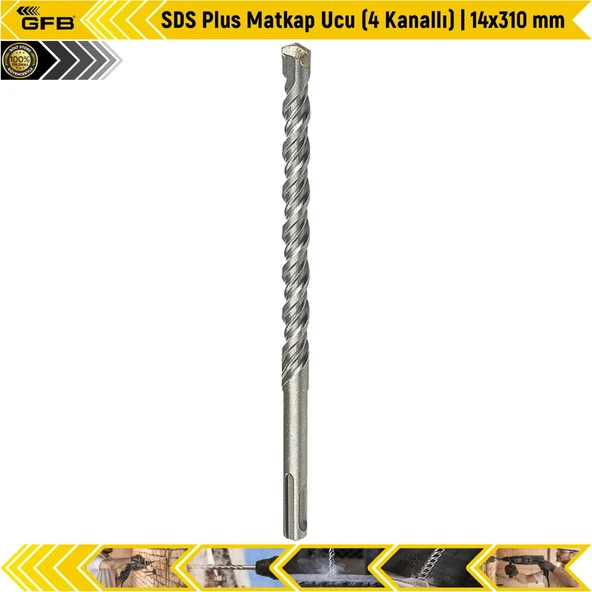Gfb Sds Plus Matkap Ucu (4 Kanallı) | 14X310 Mm ürün görseli 1