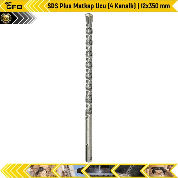 Gfb Sds Plus Matkap Ucu (4 Kanallı) | 12X350 Mm ürün görseli 1