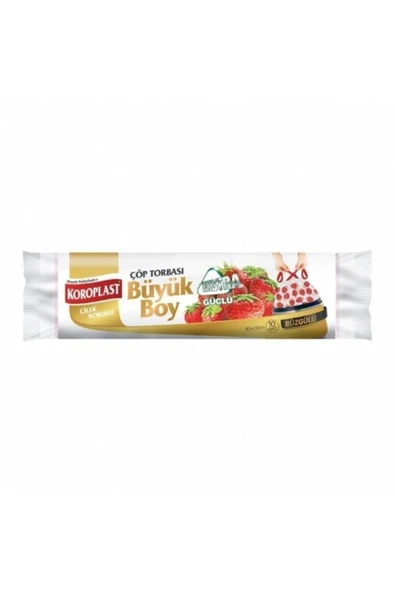 Koroplast Ekstra Güçlü Çilek Büzgülü Büyük Boy Çöp Torbası 65*70 Cm ürün görseli 1