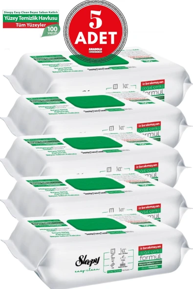 Sleepy Easy Clean Yüzey Temizlik Havlusu 100 Yaprak 5 Adet ürün görseli 1
