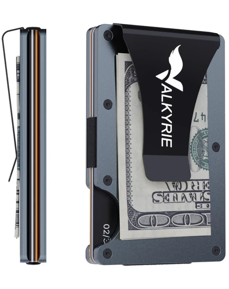 Valkyrie RFID Korumalı Alüminyum Metal 20 Kart Kapasiteli İnce Hafif Güvenli Kartlık Gri ürün görseli 1