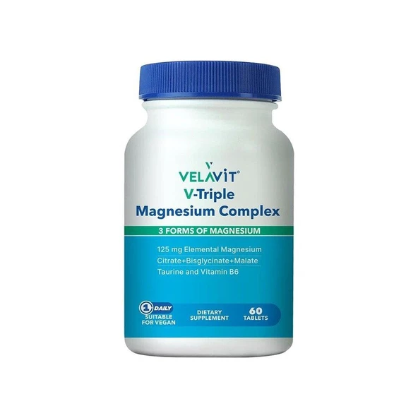 Velavit V-Triple Magnesium Complex Takviye Edici Gıda 60 Tablet ürün görseli 1