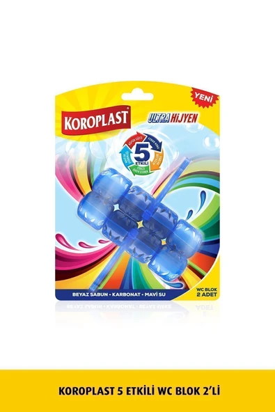 Koroplast 5 Etkili Wc Blok 2'li Katı Tuvalet Bloğu Beyaz Sabun Kokulu ürün görseli 1