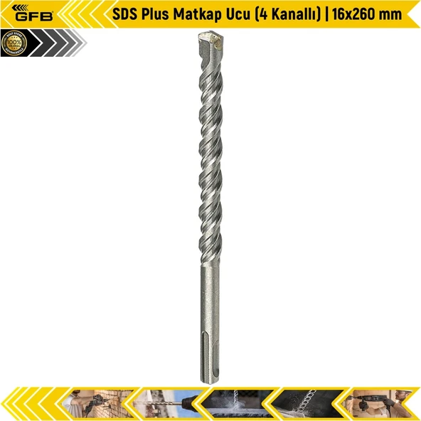 Gfb Sds Plus Matkap Ucu (4 Kanallı) | 16X260 Mm ürün görseli 1
