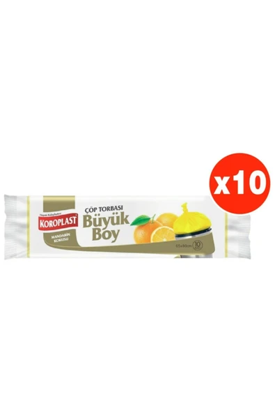 Koroplast Mandarin Kokulu Büyük Boy 10lu Çöp Torbası X 10 Paket (65*80 Cm) ürün görseli 1