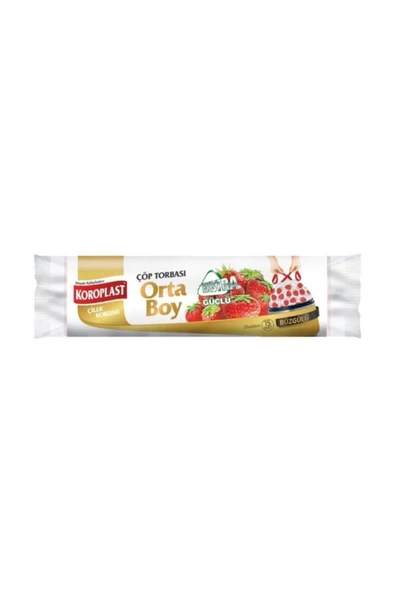 Koroplast Ekstra Güçlü Çilek  Büzgülü Orta Boy Çöp Torbası ürün görseli 1