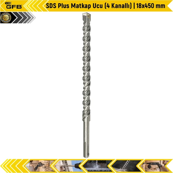 Gfb Sds Plus Matkap Ucu (4 Kanallı) | 18X450 Mm ürün görseli 1