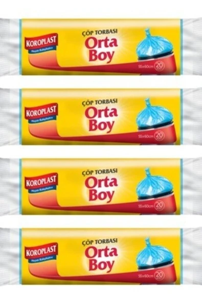 Koroplast Güçlü Çöp Torbası Orta Boy 15 Adet 4lü ürün görseli 1