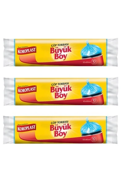 Koroplast Güçlü Büyük Boy Çöp Torbası 10'lu 3 Paket 65x80 cm ürün görseli 1