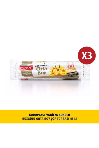 Koroplast Vanilya Kokulu, Büzgülü Orta Boy Çöp Torbası 15lix3 Adet ürün görseli 1