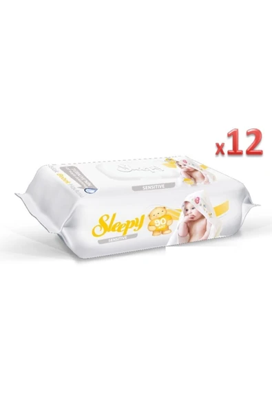 Sleepy Islak Havlu Mendil Sensıtıve 90'lı * 12 Paket ürün görseli 1