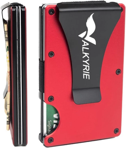 Valkyrie RFID Korumalı Alüminyum Metal 20 Kart Kapasiteli İnce Hafif Güvenli Kartlık Kırmızı ürün görseli 1