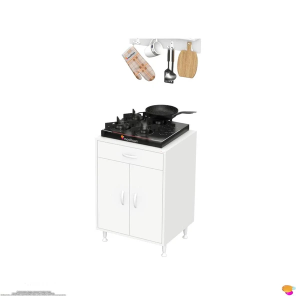 Modilayn DOQU (M) Set Ocak Altı Dolap 60x88x56 cm Çekmeceli, Kapaklı ve 1 Gözlü Tüp Bölmelidir ürün görseli 1