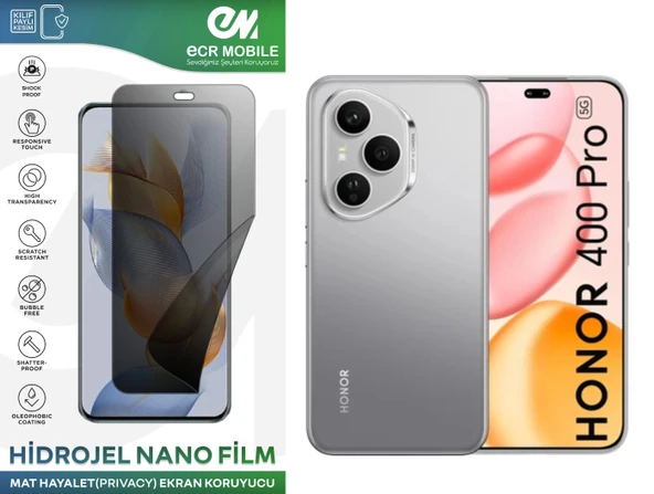 Honor 400 Pro Uyumlu Hidrojel Nano Ekran Koruyucu Film HAYALET(Privacy)Tempered Cam Değildir ürün görseli 1