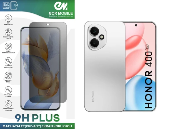 Honor 400 Ekran Koruyucu Tam Uyumlu 9H Esnek Nano Kırılmayan MAT HAYALET(Privacy) ürün görseli 1
