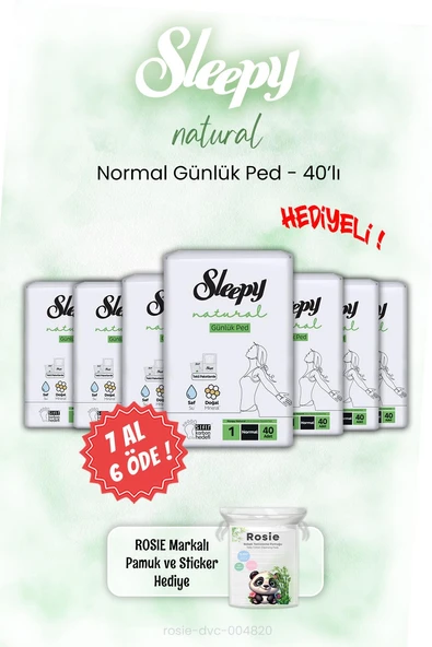 7 AL 6 ÖDE Sleepy Natural Normal Günlük Ped 40'lı ve ROSIE ürün görseli 1